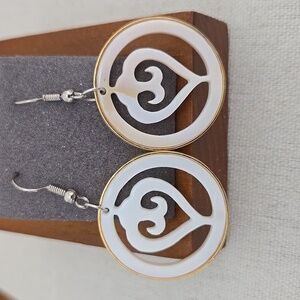 Mother Of Pearl Carved Shell Earrings